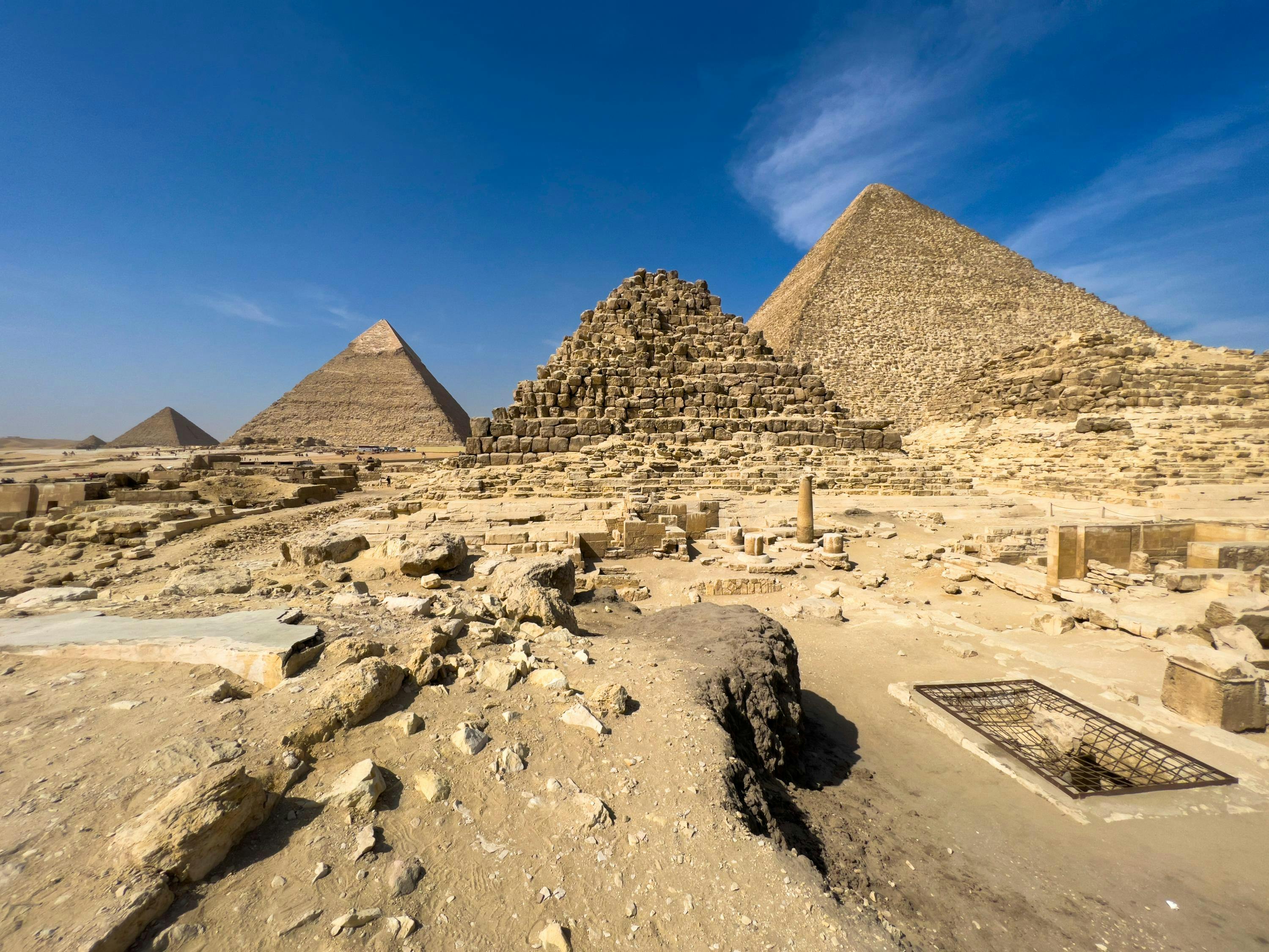 A view of the great pyramids, Giza, Egypt.